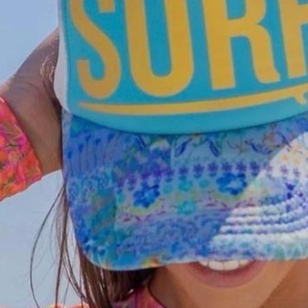 Surf Hat~  Natural Life surf logo with micro floral bohemian beach time cap NWT